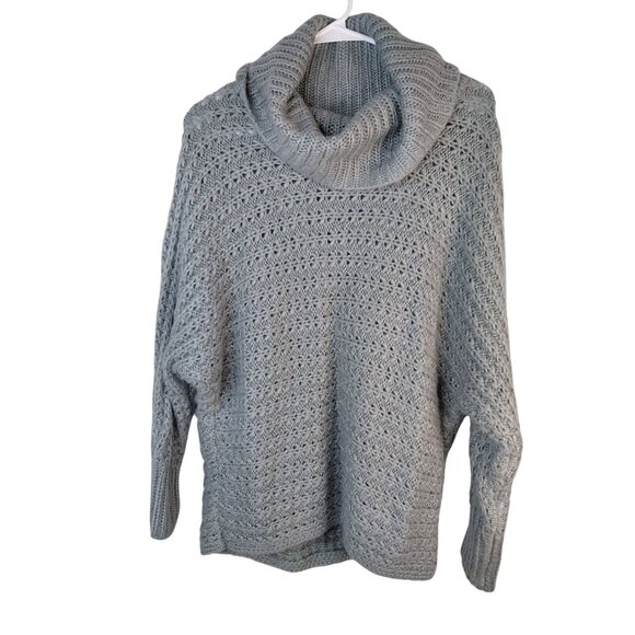 Pink Rose Sweaters - Pink Rose Womens M Gray Knit Cowl Neck Sweater Acrylic